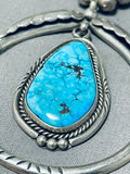 Tremendous Vintage Native American Navajo Kingman Turquoise Sterling Silver Necklace-Nativo Arts