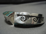 Native American Important!! Lonn Parker Green Turquoise Sterling Silver Bracelet-Nativo Arts