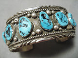 Amazing Vintage Native American Navajo Sterling Silver Turquoise Bracelet Cuff-Nativo Arts