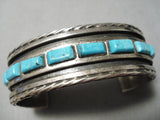 Thicker Heavy Vintage Native American Navajo Carico Lake Turquoise Sterling Silver Bracelet-Nativo Arts