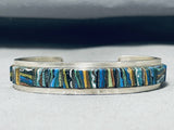 Native American Important Vintage Apache Rainbow Turquoise Sterling Silver Bracelet Signed-Nativo Arts