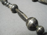 Very Old Hand Tooled Vintage Native American Navajo Sterling Silver Bead Necklace Old-Nativo Arts