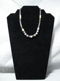 Native American Amazing Vintage Santo Domingo Serpentine Sterling Silver Necklace Old-Nativo Arts
