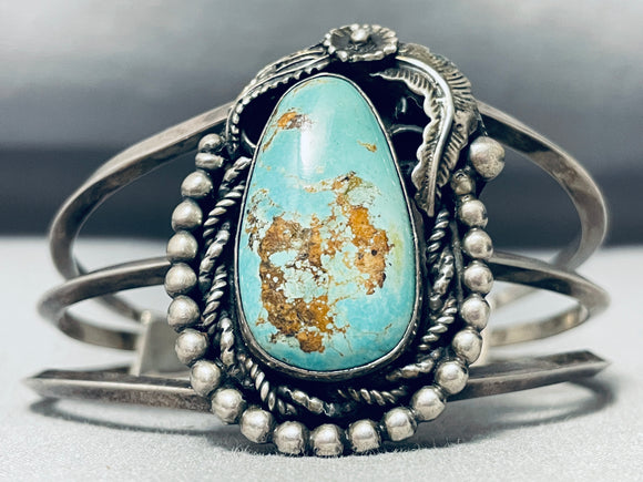 Key Begay Vintage Native American Navajo #8 Turquoise Sterling Silver Bracelet Cuff-Nativo Arts