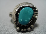 Incredible Vintage Navajo Green Turquoise Sterling Silver Native American Ring-Nativo Arts