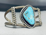 Eye Catching Vintage Native American Navajo Morenci Turquoise Sterling Silver Bracelet-Nativo Arts