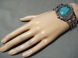 Stellar Vintage Native American Navajo Old Morenci Turquoise Sterling Silver Bracelet-Nativo Arts