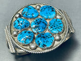 Chunky Turquoise Cluster Vintage Native American Navajo Sterling Silver Bracelet-Nativo Arts