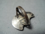 Cute Bear Vintage Native American Navajo Turquoise Sterling Silver Bear Ring Old-Nativo Arts