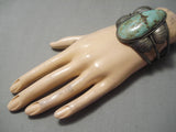 Opulent Vintage Native American Navajo Royston Turquoise Flank Sterling Silver Bracelet Old-Nativo Arts