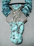 Native American One Of Biggest Best Vintage Nativew American Turquoise Sterling Silver Necklace-Nativo Arts