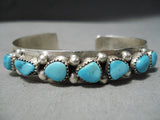 Amazing Vintage Native American Navajo Pilot Mountain Turquoise Sterling Silver Bracelet Old-Nativo Arts