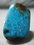 Magnificent Vintage Native American Navajo Old Kingman Turquoise Sterling Silver Ring-Nativo Arts