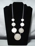 Fascinating Navajo Native American Sterling Silver Coins Necklace-Nativo Arts
