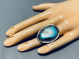 Rare Turquoise Vintage Native American Navajo Sterling Silver Ring Old-Nativo Arts