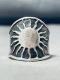 Native American Nel Fred Vintage Navajo Sun Sterling Silver Thick Ring-Nativo Arts