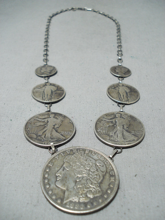 Exceptional Navajo Sterling Silver Coin Necklace Native American-Nativo Arts