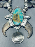 376 Gram Native American Turquoise Sterling Silver Squash Blossom Necklace-Nativo Arts
