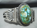 Dazzling Navajo Native American Carico Lake Turquoise Sterling Silver Bracelet-Nativo Arts