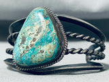 Rare Vintage Native American Navajo Pilot Mountain Rare Turquoise Sterling Silver Bracelet-Nativo Arts