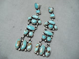 Ester Largo Native American Navajo Pilot Mountain Turquoise Sterling Silver Earrings-Nativo Arts