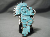 Exquisite Vintage Zuni Native American Turquoise Dancer Sterling Silver Ring-Nativo Arts
