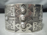 Early Vintage Native American Navajo Repoussed Sterling Silver Wide Bracelet-Nativo Arts