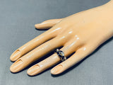 14k Solid Gold Vintage Native American Navajo Pearl Jet Ring-Nativo Arts