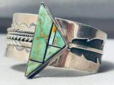 Jaw Dropping Vintage Native American Navajo Green Turquoise Sterling Silver Inlay Bracelet-Nativo Arts