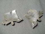 Very Unique Vintage Native American Navajo Bears Sterling Silver Lapis Earrings-Nativo Arts