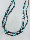 Native American Marvelous Vintage Santo Domingo Turquoise Heishi Triple Strand Necklace-Nativo Arts