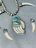 Powerful Vintage Native American Navajo Pearl Sterling Silver Turquoise Necklace-Nativo Arts