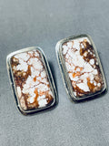 Unique Tom Jackson Vintage Native American Navajo Wild Horse Sterling Silver Earrings-Nativo Arts