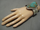 Huge Heavy Native American Navajo Ray Nez Native American Navajo Turquoise Sterling Silver Bracelet-Nativo Arts