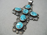 Quality Big Vintage Zuni Native American Sterling Silver Turquoise Cross Pendant-Nativo Arts