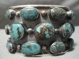 Supremely Rare Vintage Native American Navajo Green Bisbee Turquoise Sterling Silver Bracelet-Nativo Arts