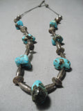 Wonderful Vintage Native American Navajo Turquoise Sterling Silver Necklace Old-Nativo Arts