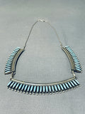 Striking Vintage Native American Zuni Blue Gem Turquoise Sterling Silver Necklace-Nativo Arts