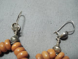 Exquisite Vintage Native American Navajo Coral Sterling Silver Earrings Old-Nativo Arts
