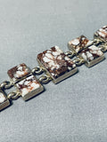 Fabulous Native American Navajo Wildhorse Turquoise Sterling Silver Link Bracelet-Nativo Arts