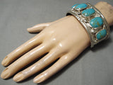 Magnificent Vintage Native American Navajo #8 Turquoise Sterling Silver Bracelet Cuff Old-Nativo Arts
