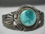 Earlier 1900's Vintage Native American Navajo Carico Lake Turquoise Sterling Silver Bracelet Old-Nativo Arts