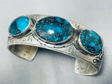 One Of The Best Vintage Native American Navajo Morenci Turquoise Sterling Silver Bracelet-Nativo Arts