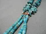 Native American Rare Vintage Santo Domingo Spiderweb Turquoise Nugget Necklace Old-Nativo Arts