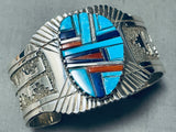 Important Priscilla Becenti Native American Navajo Turquoise Inlay Sterling Silver Bracelet-Nativo Arts