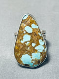Rare Turquoise Native American #8 Sterling Silver Stamped Ring-Nativo Arts