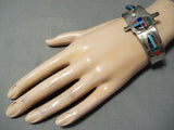 Incredible Vintage Native American Navajo Turquoise Inlay Sterling Silver Bracelet-Nativo Arts