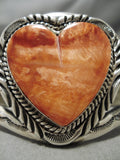 Incredible Vintage Navajo Heart Shell Sterling Silver Native American Bracelet-Nativo Arts