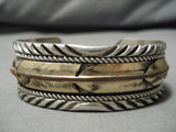 Quality 14k Gold Sterling Silver Mark Yazzie Vintage Native American Navajo Bracelet Old-Nativo Arts