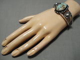 One Of the Best Vintage Navajo #8 Turquoise Sterling Silver Bracelet-Nativo Arts